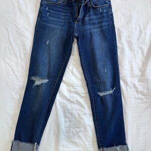 Joe's Jeans Dark Blue Distressed Cropped Jeans